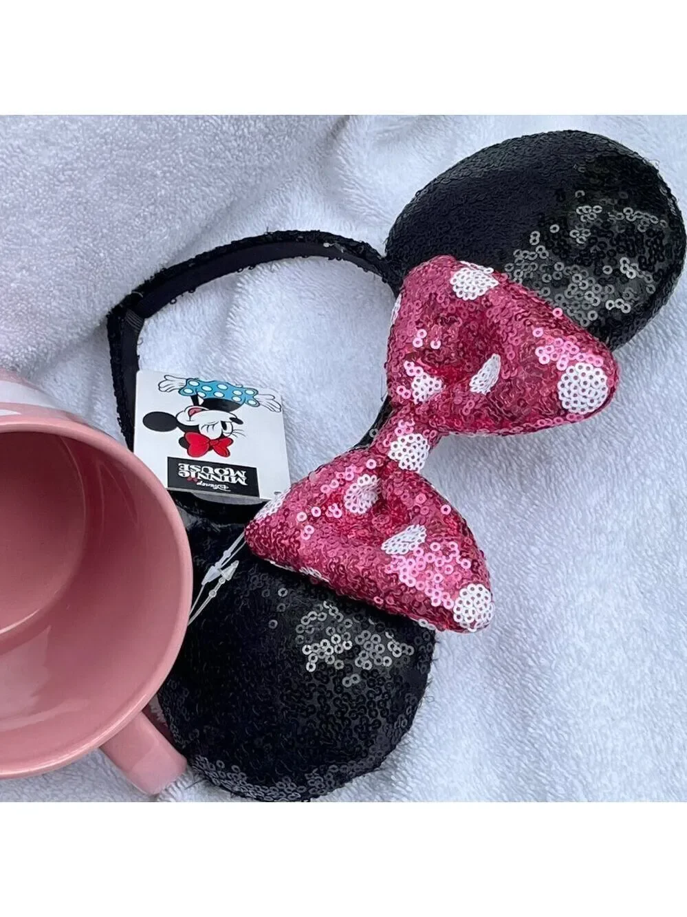 Disney Minnie Mouse Mug & Headband Set Pink Polka Dot NWT